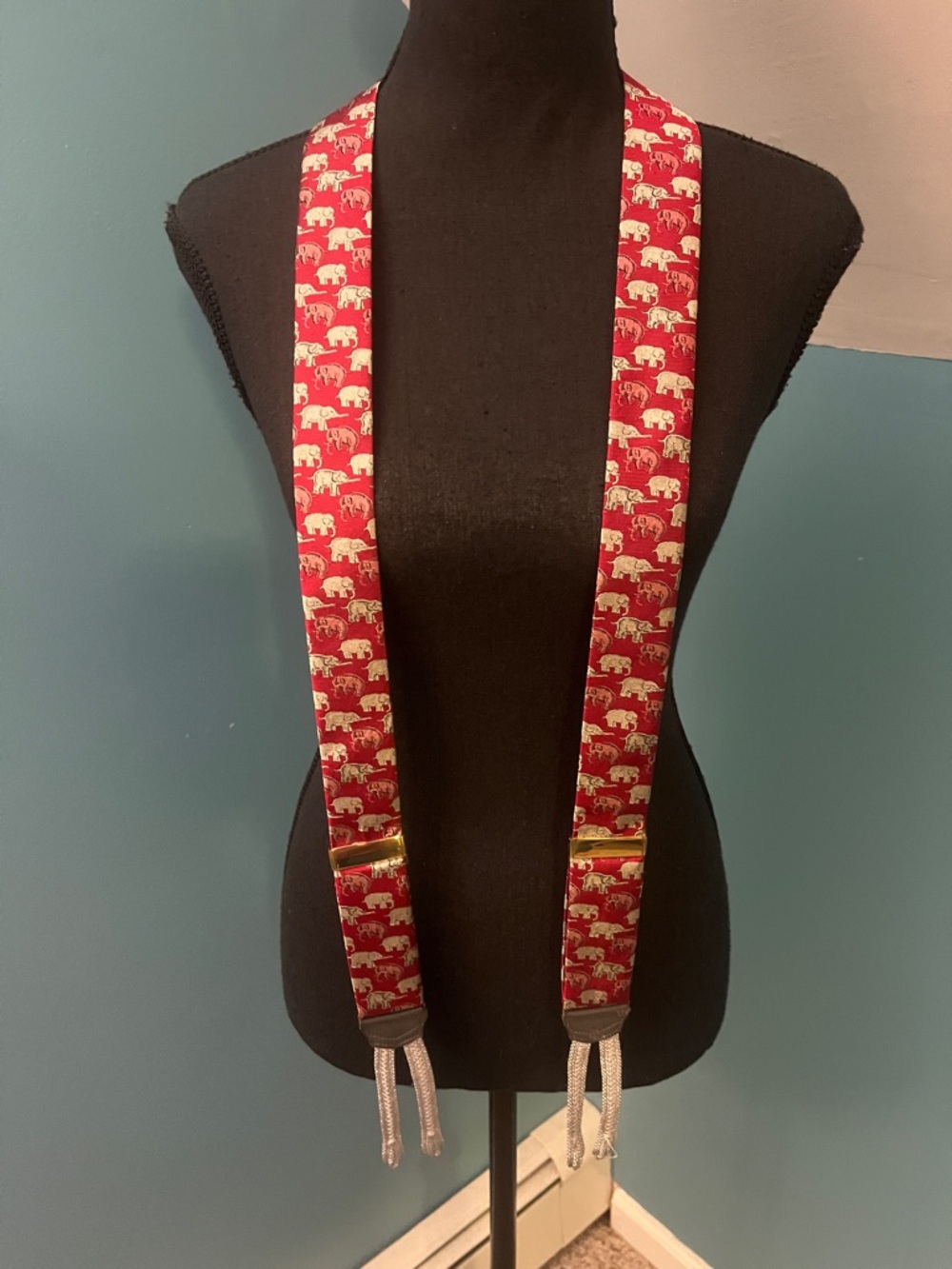 RARE Thurston London Red Elephant Suspenders